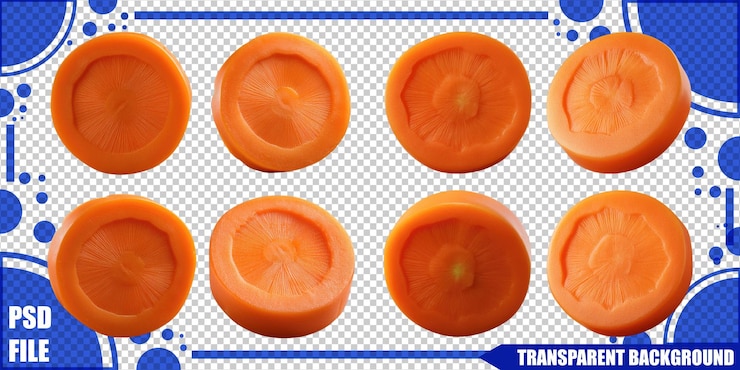 Gratis PSD fresh sliced carrots on isolated background
