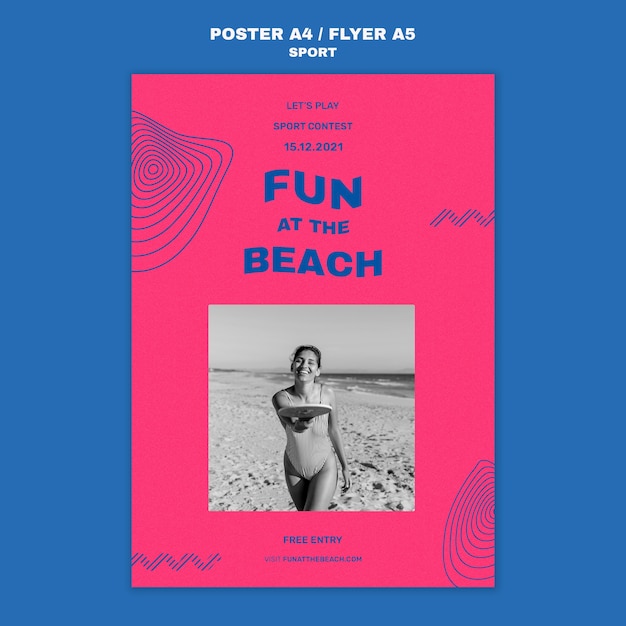 Fun at beach poster template