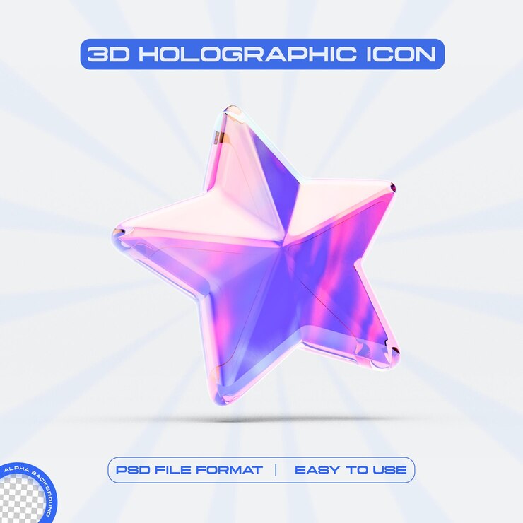 Gratis PSD futuristic holographic star icon graphic design concept