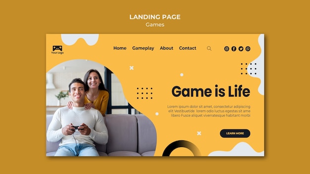 Games landing page web template