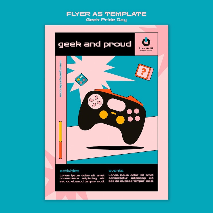 Gratis PSD geek pride day flyer template