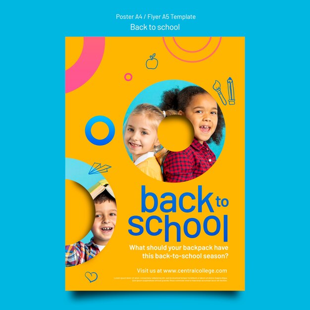 Geometric back to school poster template