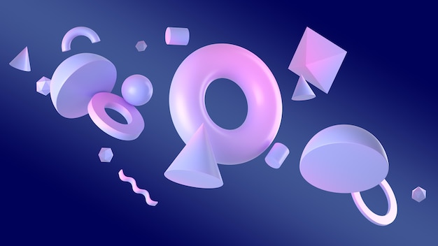 Geometriske figurer i 3D-rendering