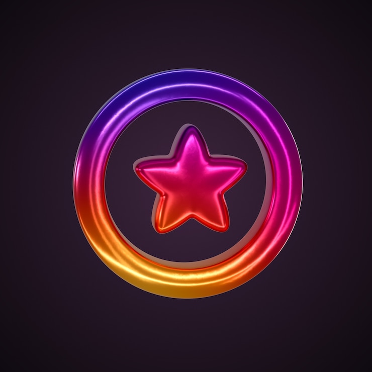 Gratis PSD glossy 3d star icon with gradient circle