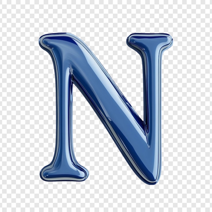 Gratis PSD glossy blue letter n a 3d rendered alphabet