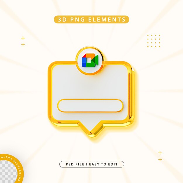Google Meet Følg oss Banner Element Ikon Isolert 3D-gjengivelse