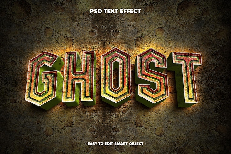 Gratis PSD gost rusten teksteffekt