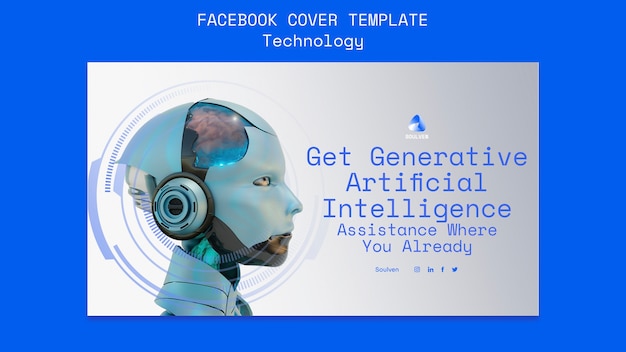 Gradient ai technology facebook cover template