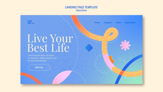 Gradient education concept landing page template