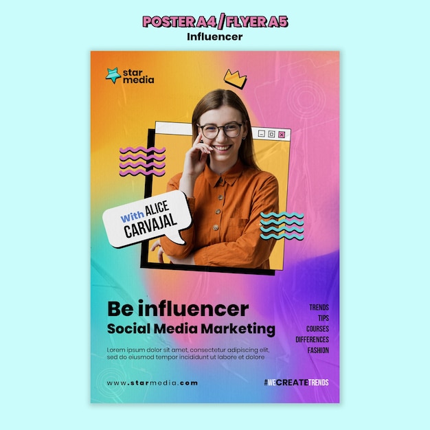 gradient influencer job  poster template