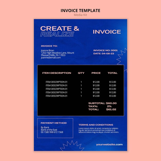 Gradient media kit invoice  template