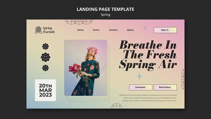 Gratis PSD gradient spring landing page template