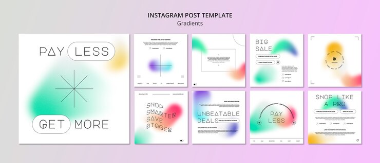 Gratis PSD gradient style instagram posts template