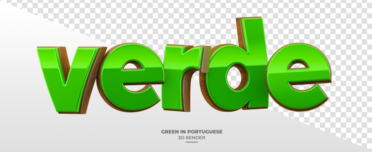 Gratis PSD green name for fruit and vegetable hortifruti in brazilian portuguese in 3d render