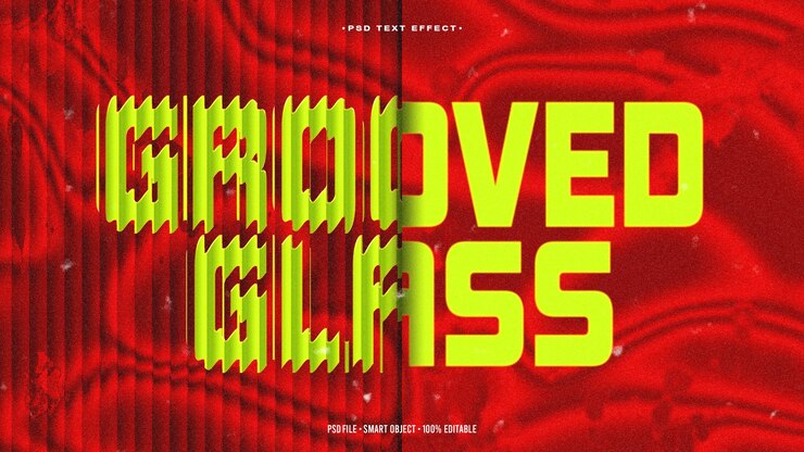 Gratis PSD grooved glass 3d editable text effect