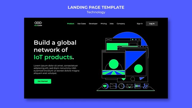 Hand drawn technology landing page template