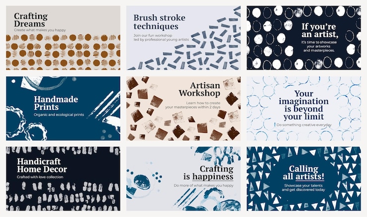 Gratis PSD håndverks-tema banner mal psd med malingsstempel bakgrunn sett