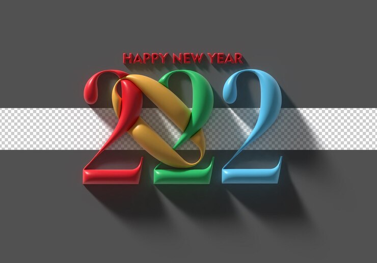 Gratis PSD happy new year 2022 3d render transparent psd file