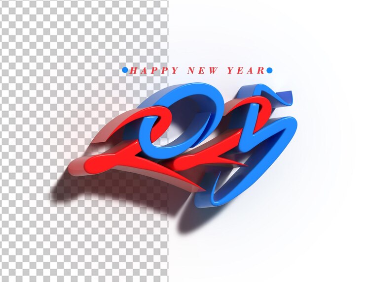 Gratis PSD happy new year 2025 text typography design transparent psd