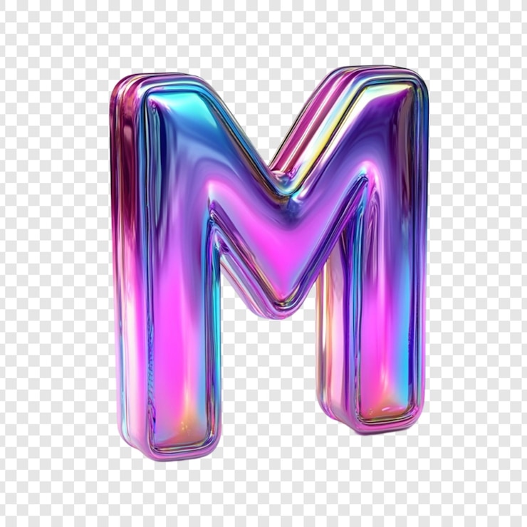 Gratis PSD holographic letter m iridescent alphabet design