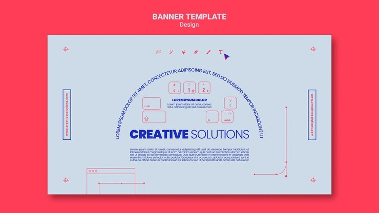 Gratis PSD horisontell bannermall för kreativa affärslösningar