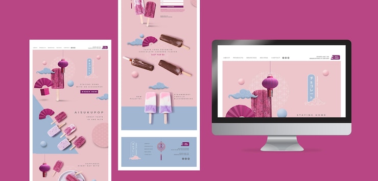 Gratis PSD ice cream web template