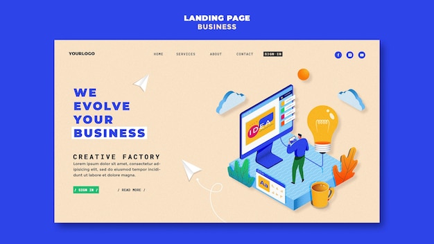 Illustrated business landing page template