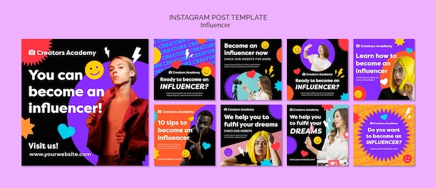 Influencer career instagram posts template