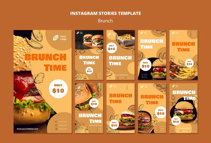 Gratis PSD instagram stories kollektion til brunch