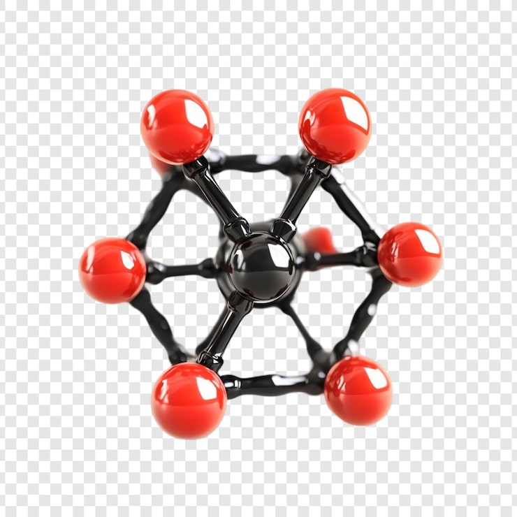 Gratis PSD intriguing molecular structure red and black spheres connected intricate design science
