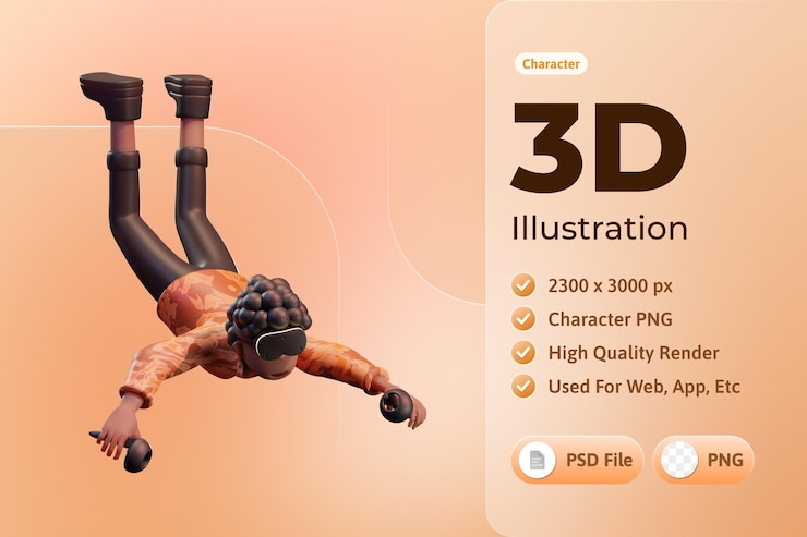 Gratis PSD karakterdreng med virtual reality-enhed metaverse 3d-illustration
