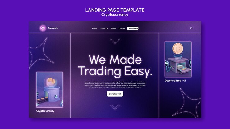 Gratis PSD kryptovaluta designtemplate av landingsside