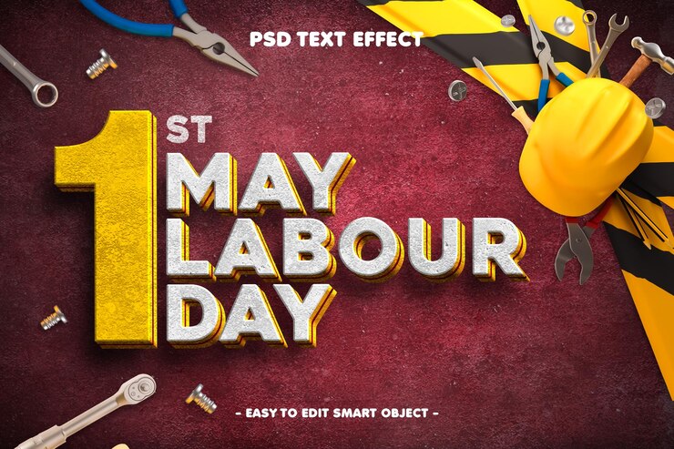 Gratis PSD labour day 3d editable text effect