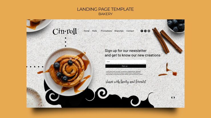 Gratis PSD landing page template for bakery shop