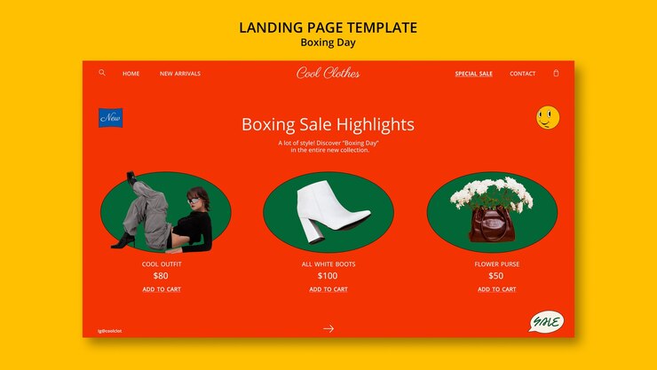 Gratis PSD landing page template for boxing day sales