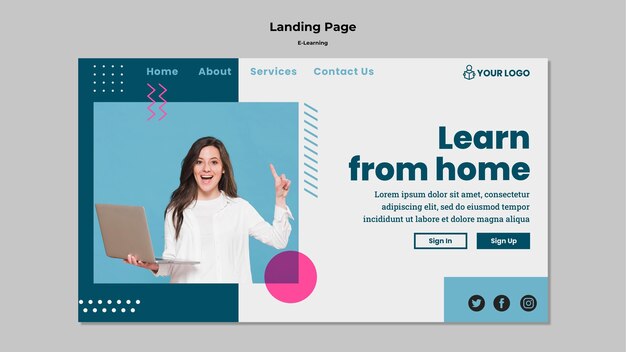 landing page with e-learning
