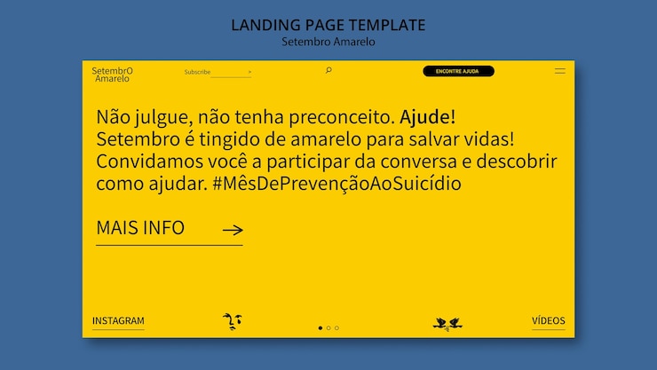 Gratis PSD landingssideskabelon til den brasilianske selvmordsforebyggelsesmåned