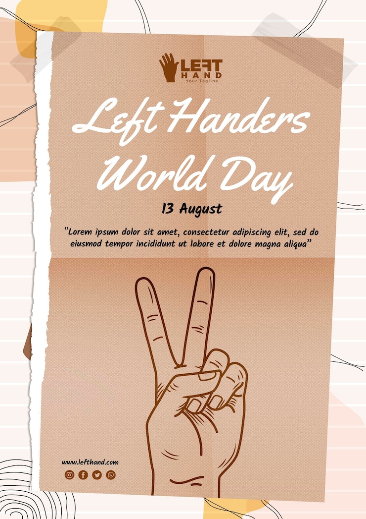 Gratis PSD left handers day poster template concept