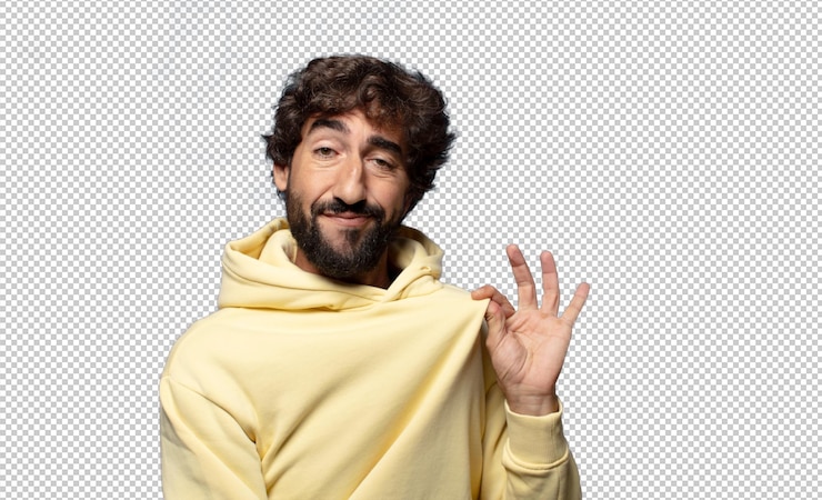 Gratis PSD looking arrogant successful positive and proud pointing to self