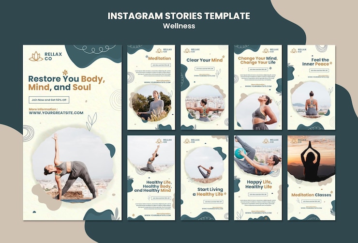 Gratis PSD mal for insta-historiedesign for velvære