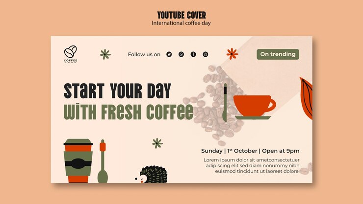 Gratis PSD maldesign for den internasjonale kaffedagen