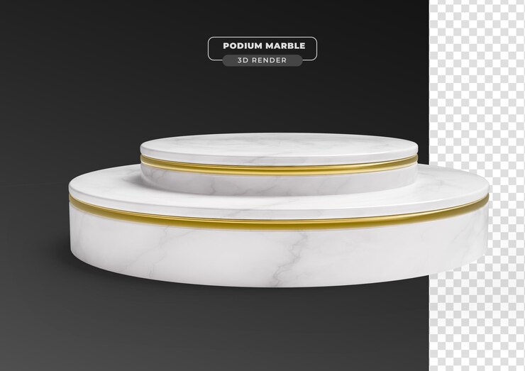 Gratis PSD marmor-podium, realistisk 3d-gjengivelse med transparent bakgrunn