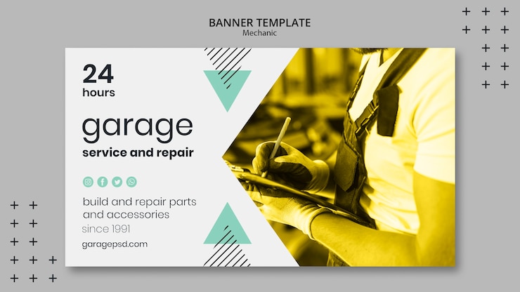Gratis PSD mechanic theme for banner template