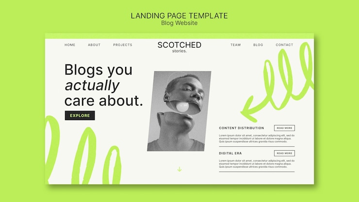 Gratis PSD minimal blog website landing page