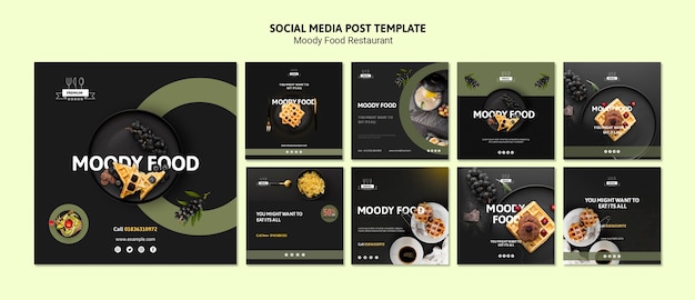 Moody food social media template