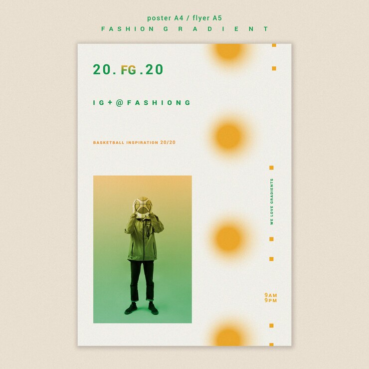 Gratis PSD mote gradient flyersjablong med bilde