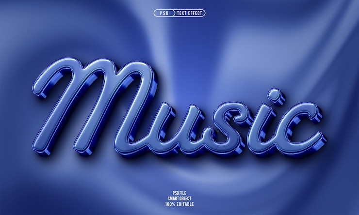 Gratis PSD music 3d editable text effect
