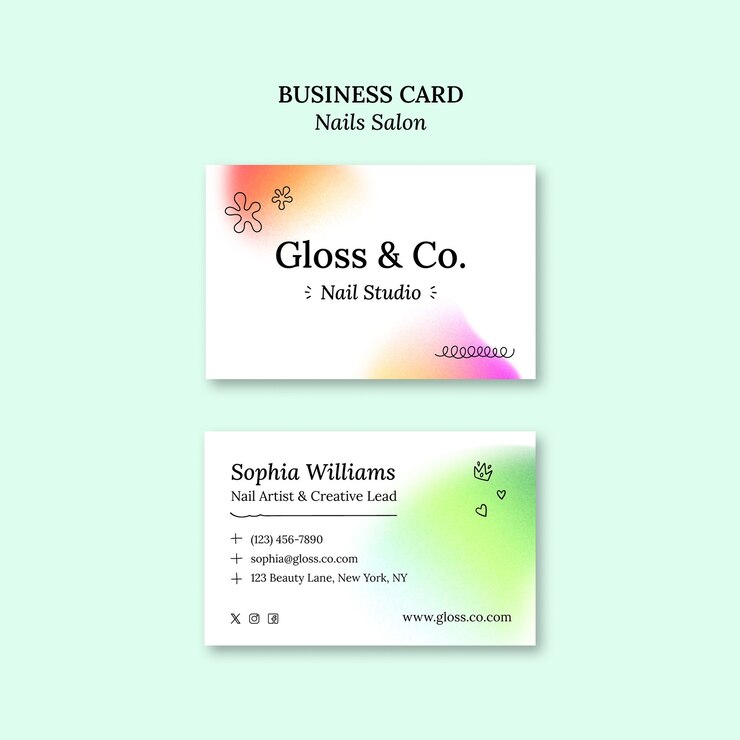 Gratis PSD nails salon business card template design