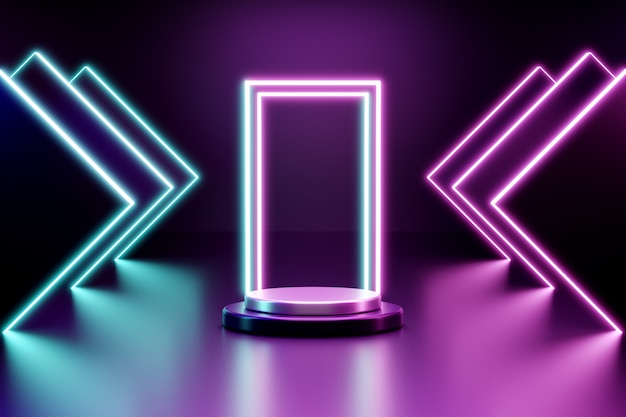 Neon podium sales podium background