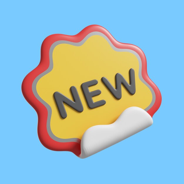 New sticker icon in 3d rendering